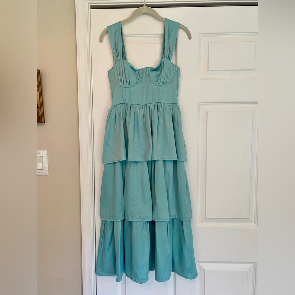 WeWoreWhat Blue Ruffled Tiered Sundress